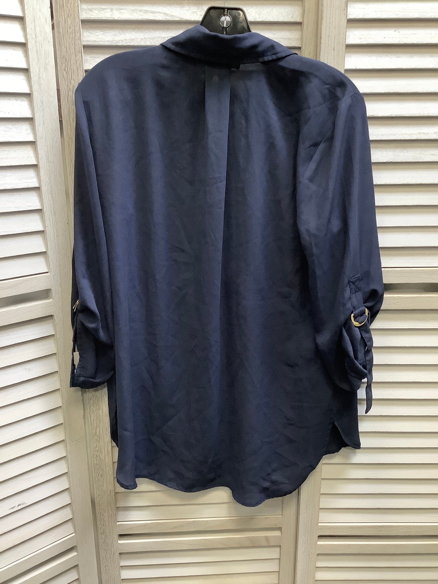 Navy Blouse Long Sleeve Michael By Michael Kors, Size M