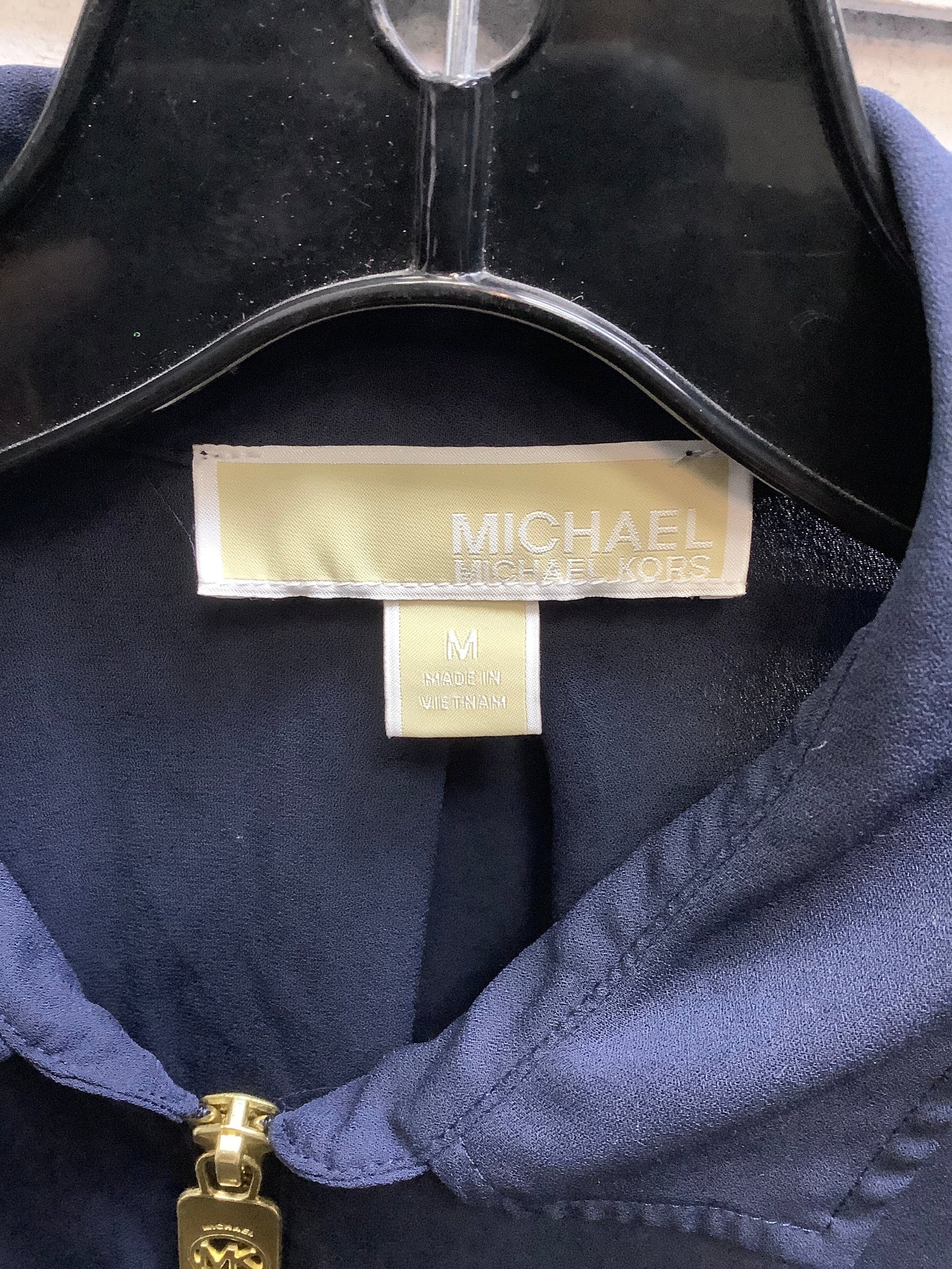 Navy Blouse Long Sleeve Michael By Michael Kors, Size M