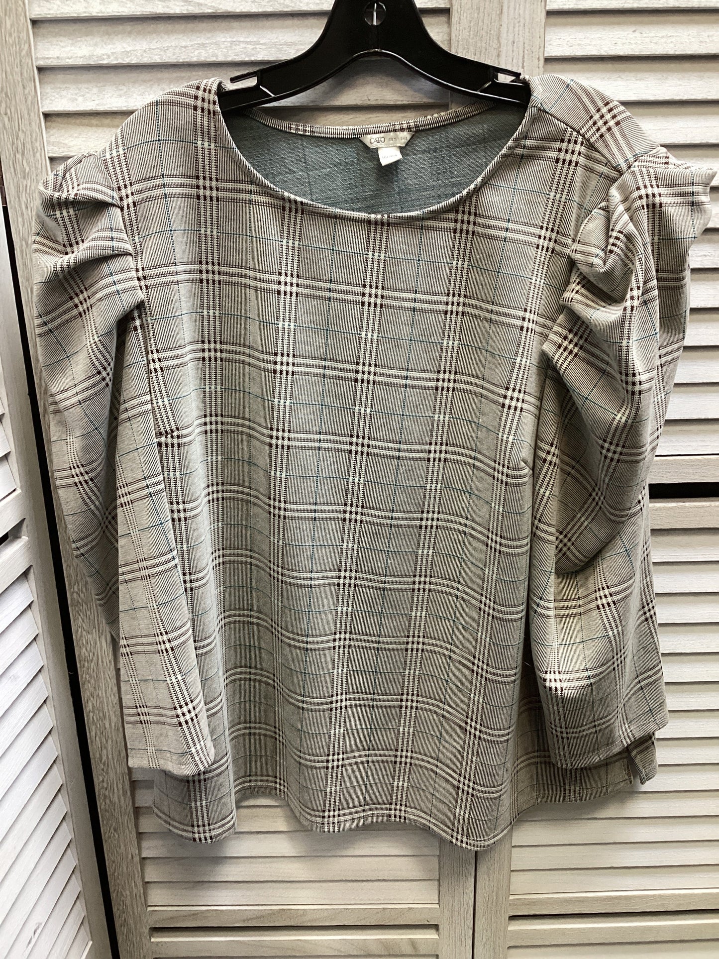 Top Long Sleeve By Cato In Plaid Pattern, Size: 18