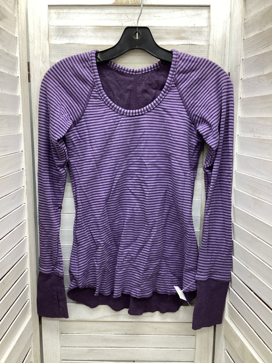 Athletic Top Long Sleeve Crewneck By Lululemon In Striped Pattern, Size: 4