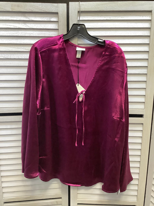 Top Long Sleeve By Ava & Viv In Purple, Size: 1x