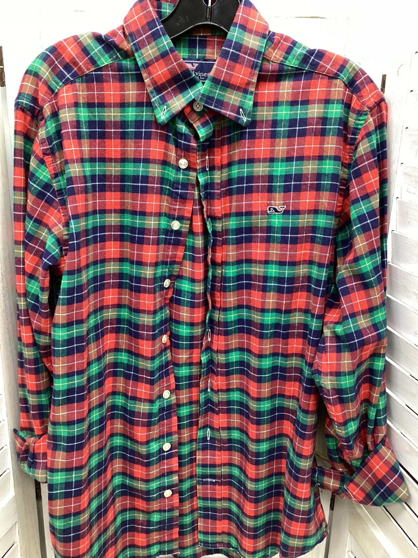 Top Long Sleeve By Vineyard Vines In Plaid Pattern, Size: S