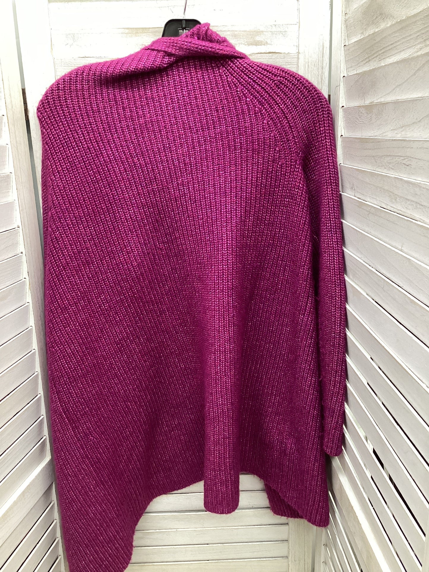 Sweater Cardigan By Loft In Purple, Size: L