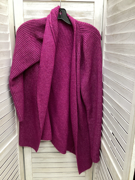 Sweater Cardigan By Loft In Purple, Size: L