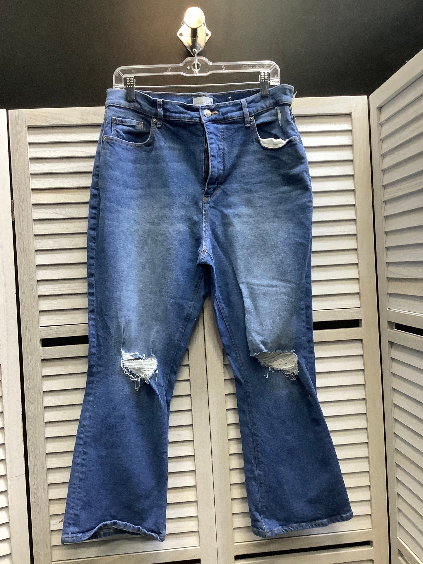 Jeans Cropped By Loft In Blue Denim, Size: 14