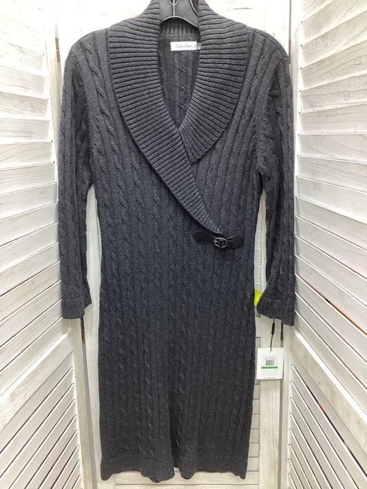 Dress Sweater By Calvin Klein In Grey, Size: L