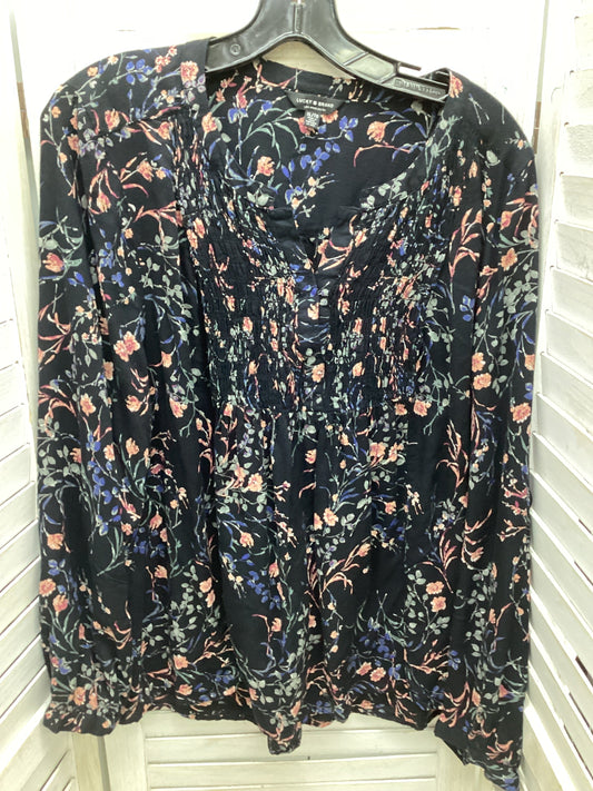 Blouse Long Sleeve By Lucky Brand In Floral Print, Size: Xl