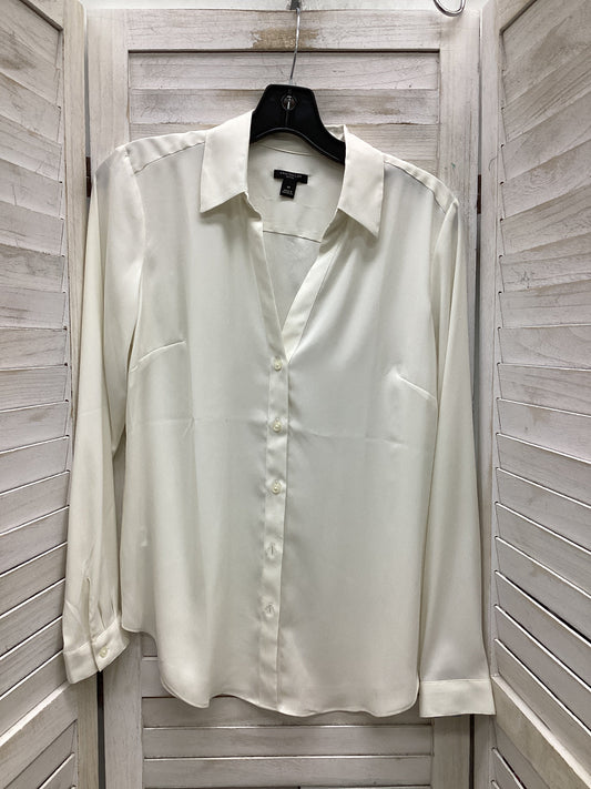 Blouse Long Sleeve By Ann Taylor In White, Size: Mp