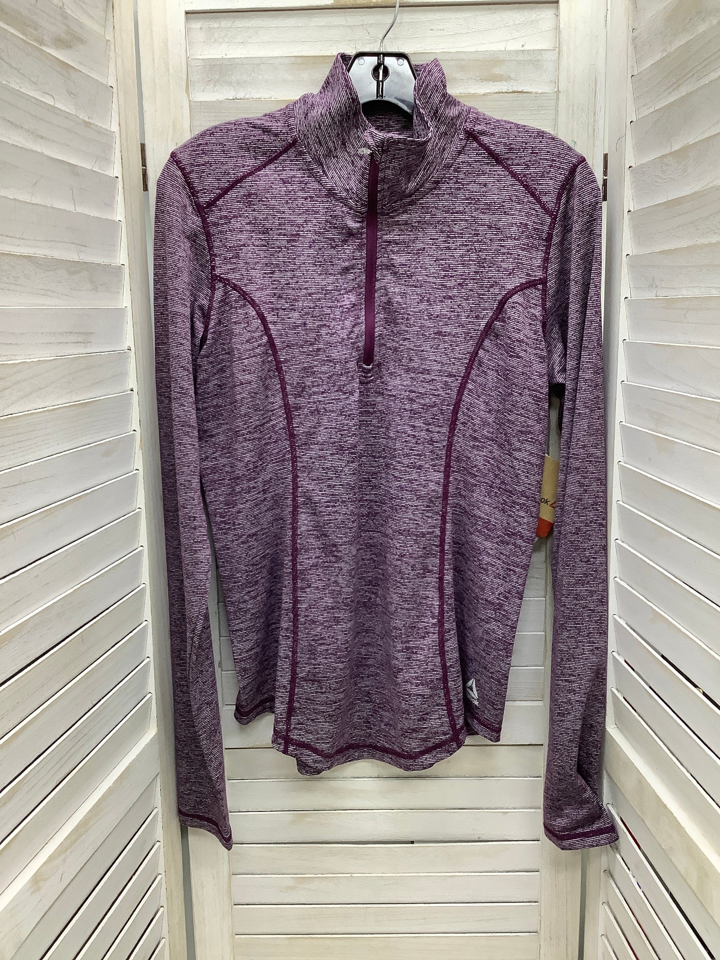 Athletic Top Long Sleeve Collar By Reebok In Maroon, Size: M