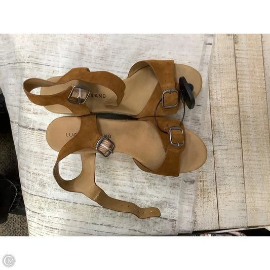 Sandals Heels Wedge By Lucky Brand In Brown, Size: 7.5