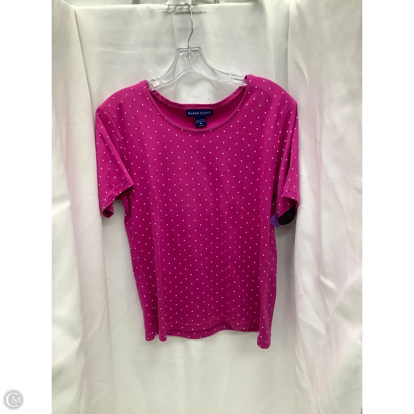 Top Short Sleeve By Karen Scott In Polkadot Pattern, Size: M