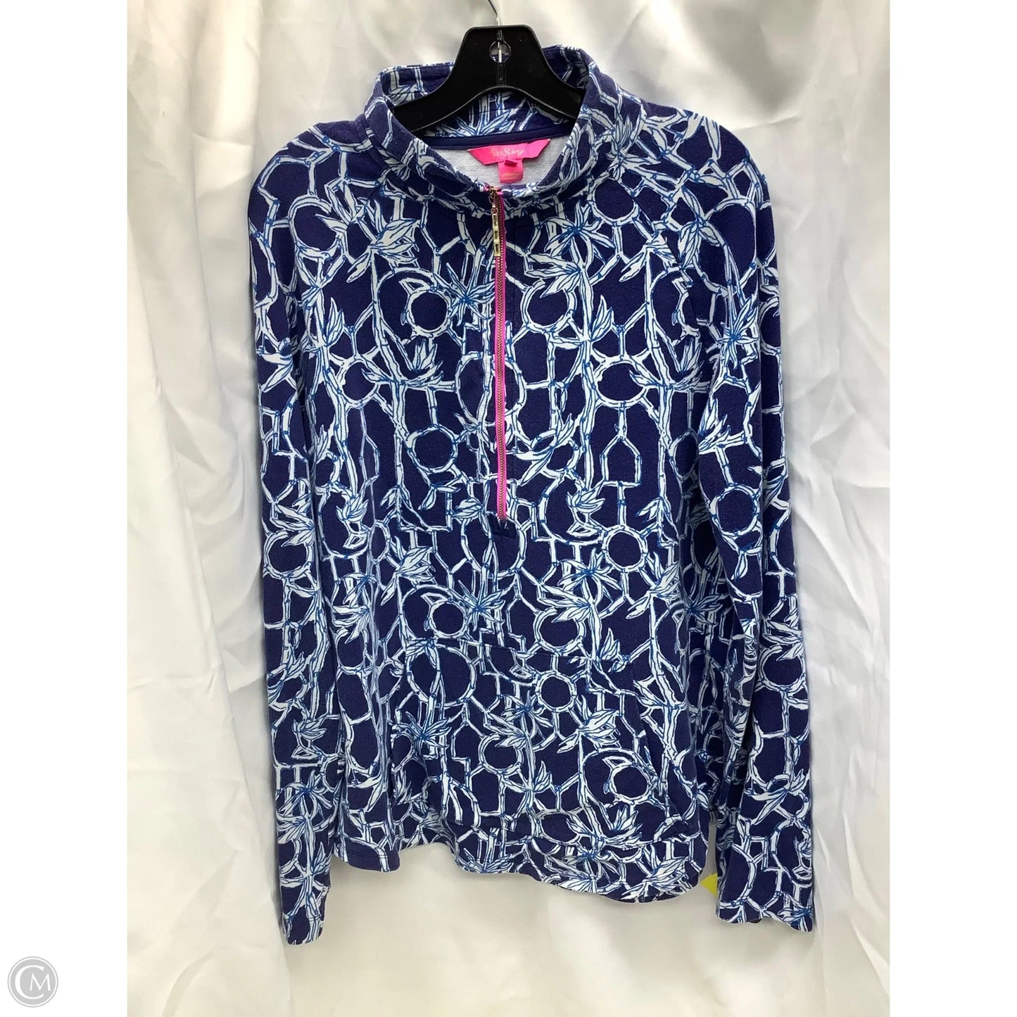 Top Long Sleeve Designer By Lilly Pulitzer In Blue & White, Size: L