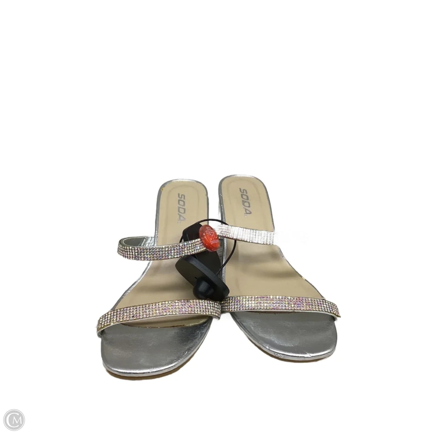 Sandals Heels Block By Soda In Silver, Size: 7