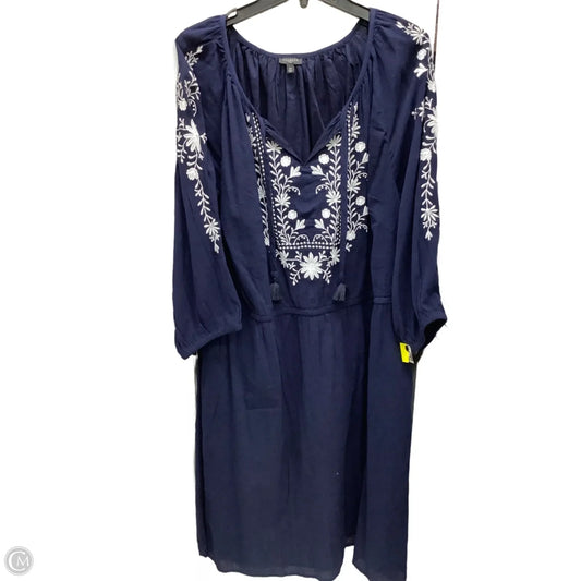 Dress Casual Midi By Talbots In Blue & White, Size: 3x