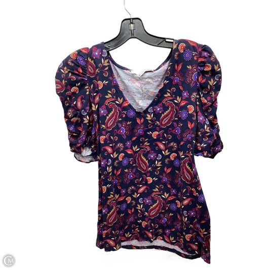 Top Short Sleeve By Loft In Paisley Print, Size: M