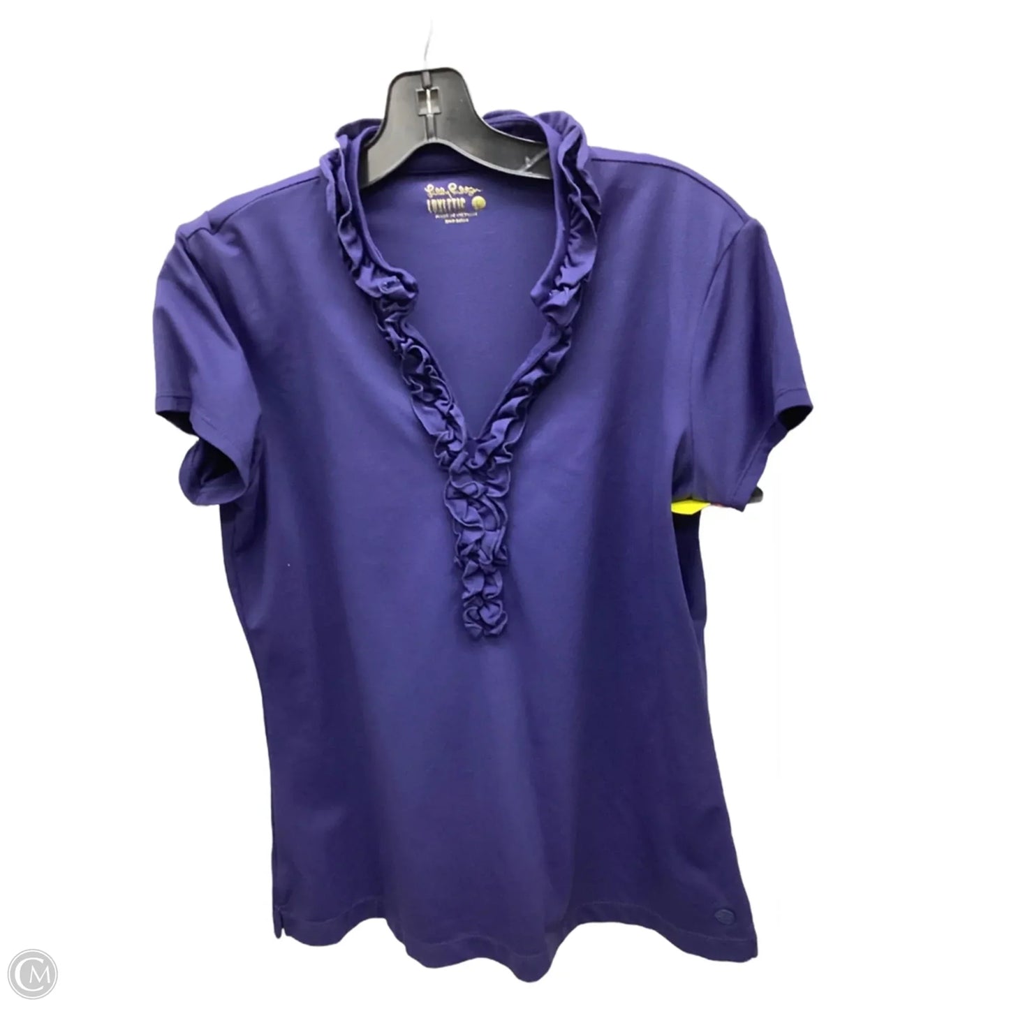 Top Short Sleeve Designer By Lilly Pulitzer In Blue, Size: L