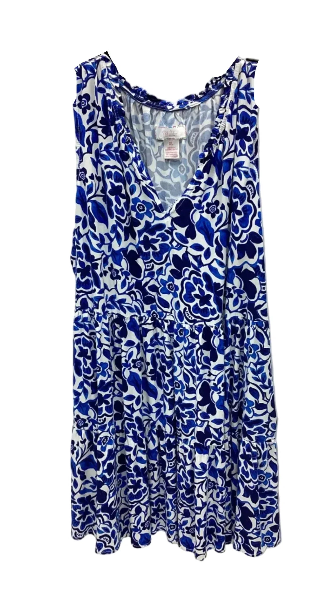 Dress Casual Midi By Stella Parker In Blue & White, Size: Xl
