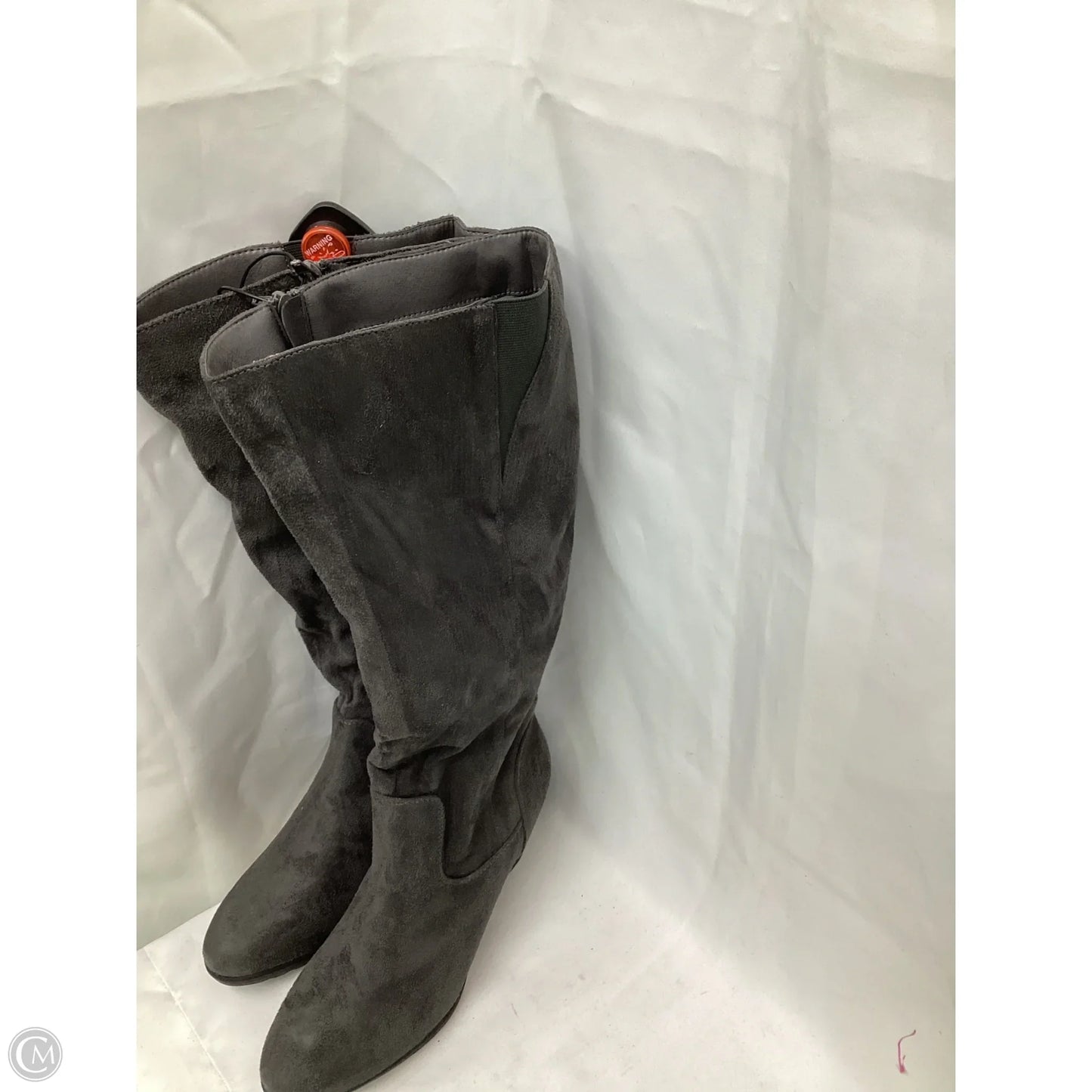 Boots Knee Heels By Clothes Mentor In Grey, Size: 10