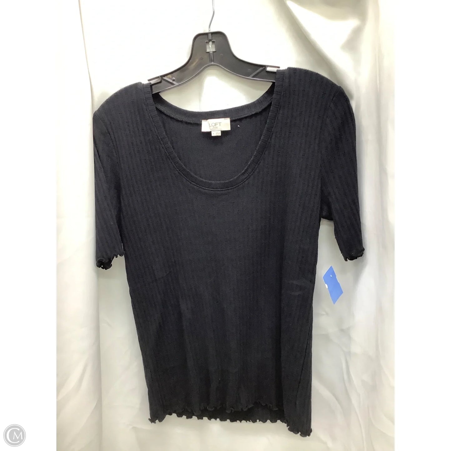 Top Short Sleeve By Loft In Black, Size: L