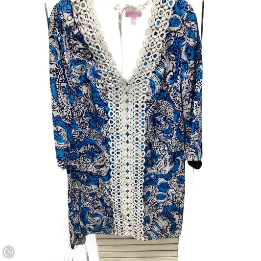 Dress Designer By Lilly Pulitzer In Blue & White, Size: L