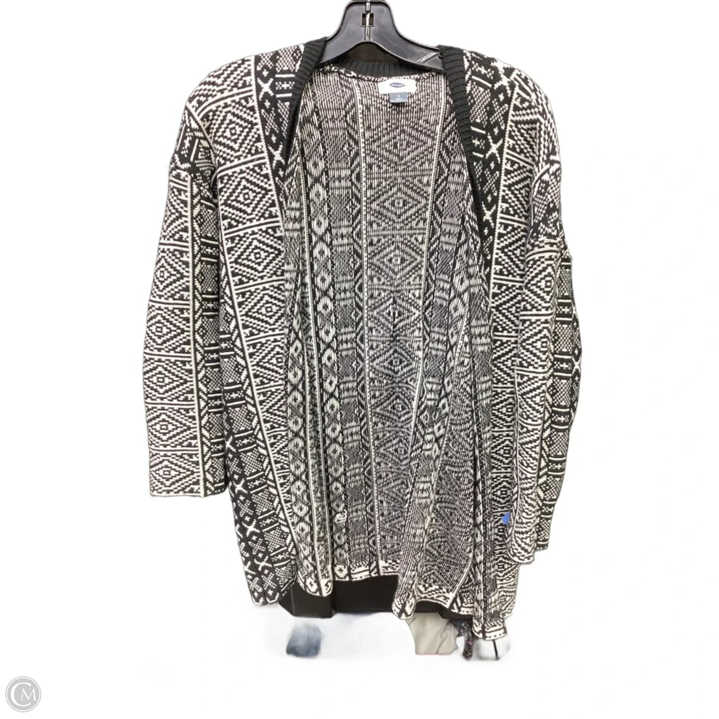 Sweater Cardigan By Old Navy In Black & White, Size: S