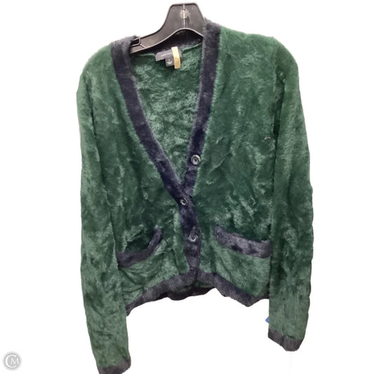 Sweater Cardigan By Ann Taylor In Blue & Green, Size: L