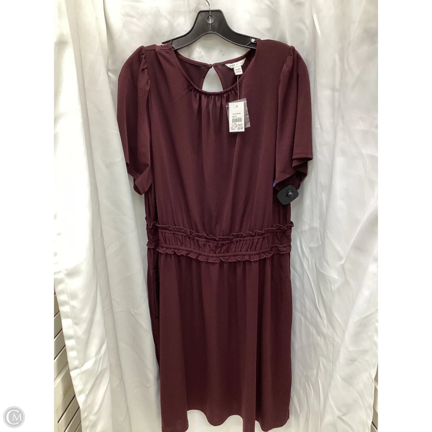 Dress Casual Midi By Cato In Maroon, Size: 14