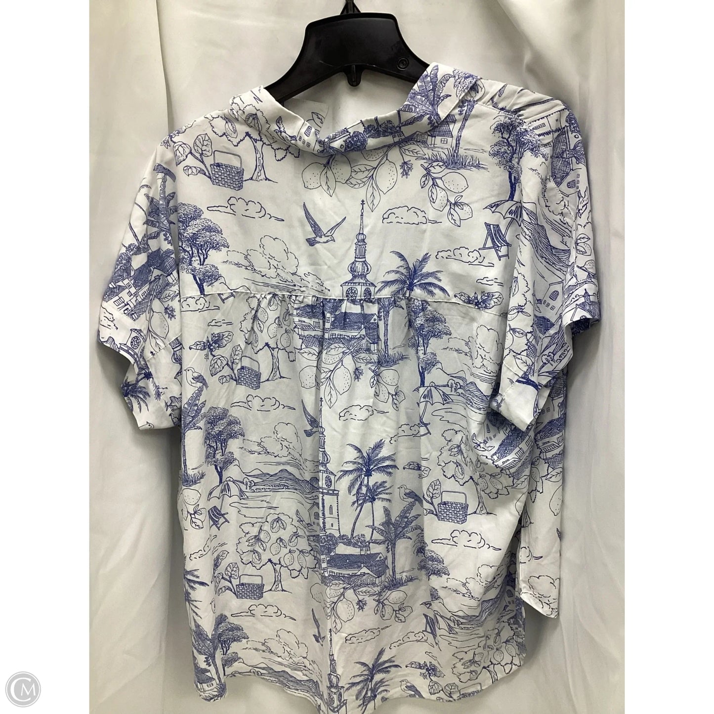 Top Short Sleeve By Jane And Delancey In Blue & White, Size: Xl