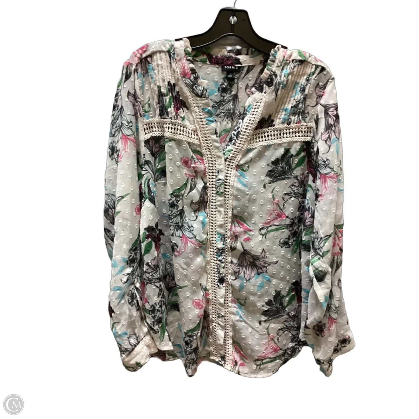 Top Long Sleeve By Torrid In Floral Print, Size: 1x