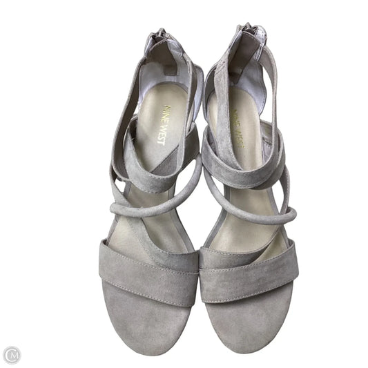 Sandals Heels Wedge By Nine West In Beige, Size: 8