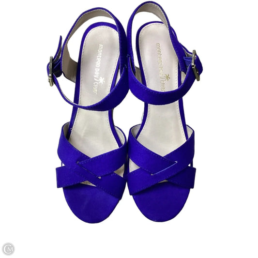 Sandals Heels Wedge By Montego Bay In Blue, Size: 9