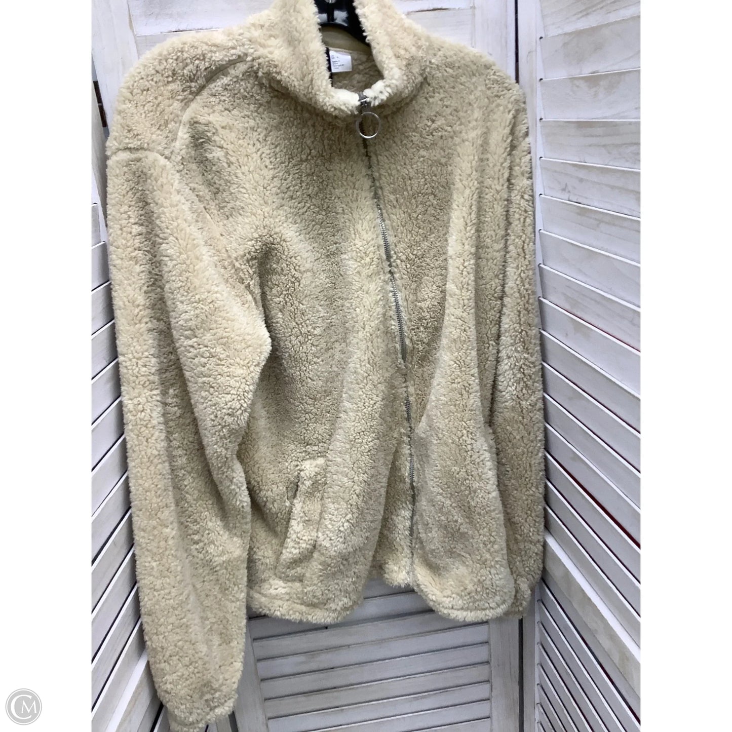 Jacket Fleece By H&m In Ivory, Size: L