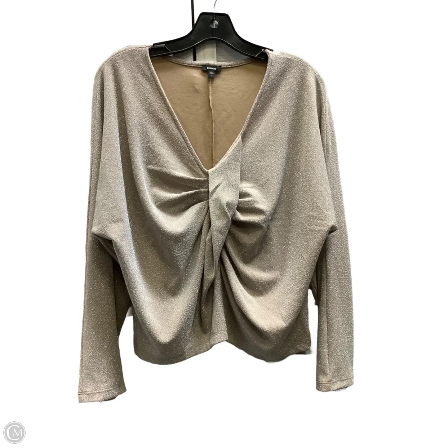 Top Long Sleeve By Express In Tan, Size: S