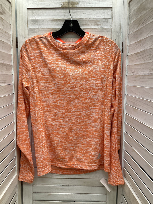 Athletic Top Long Sleeve Crewneck By Adidas In Orange, Size: M