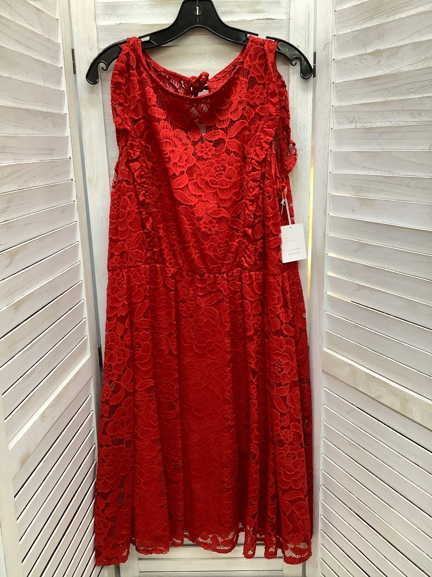 Dress Casual Midi By Lc Lauren Conrad In Red, Size: Xl