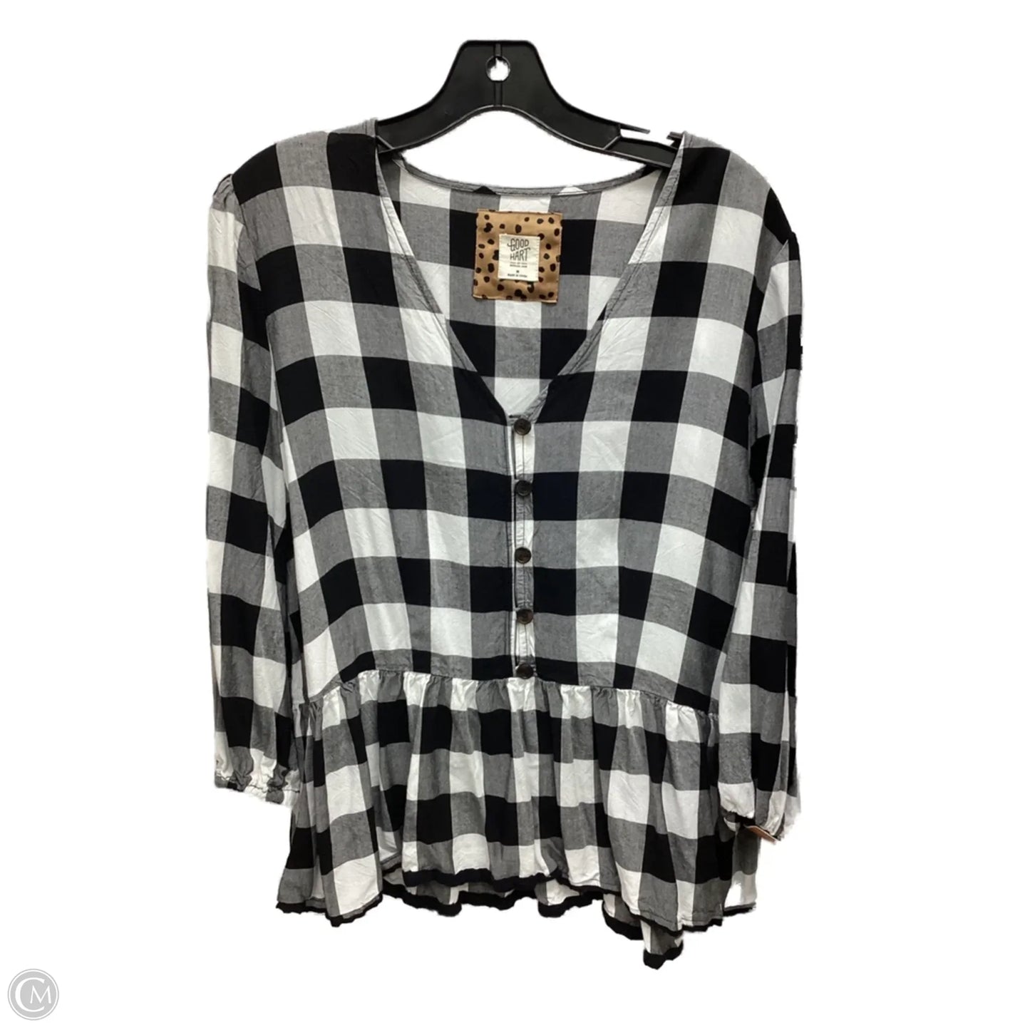 Top Long Sleeve By Clothes Mentor In Black & White, Size: M