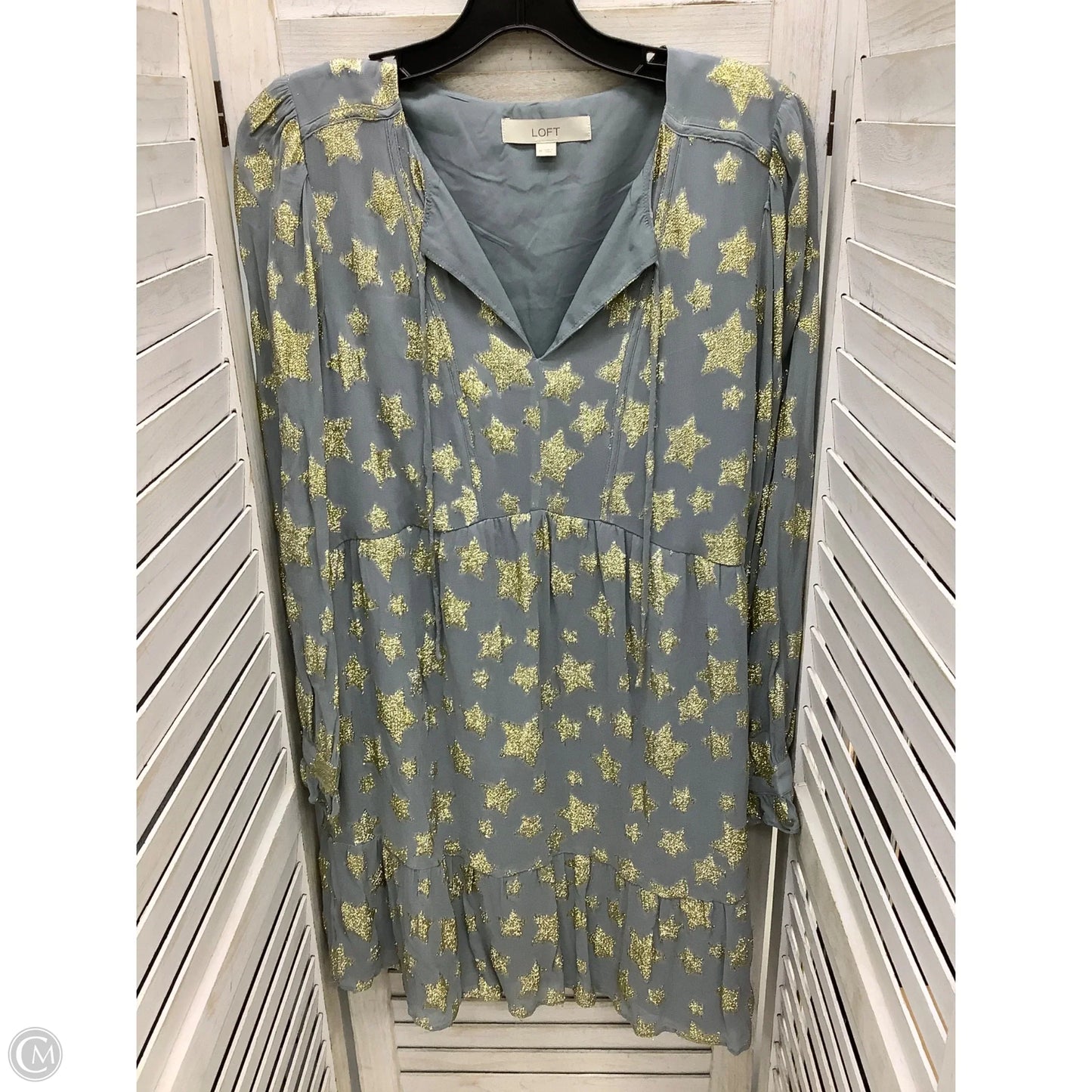 Dress Casual Midi By Loft In Gold & Grey, Size: M