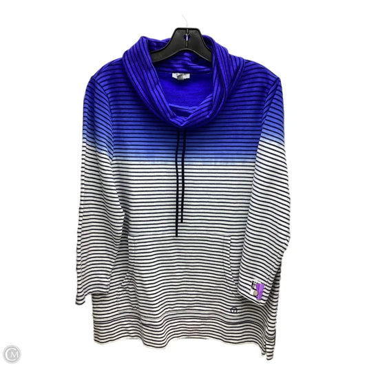Sweatshirt Collar By Talbots In Blue & White, Size: L
