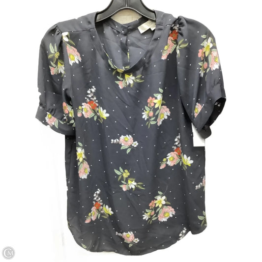Top Short Sleeve By Loft In Floral Print, Size: Xs