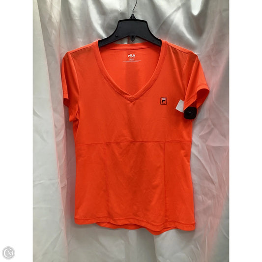 Athletic Top Short Sleeve By Fila In Orange, Size: M