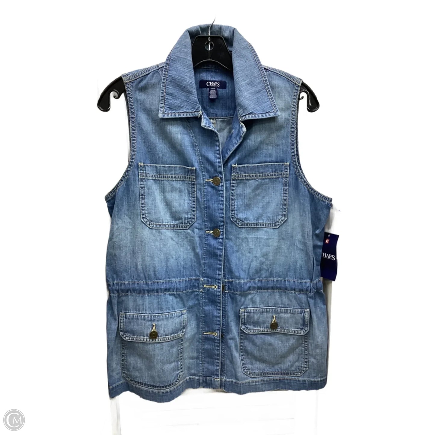 Top Sleeveless By Chaps In Blue Denim, Size: M
