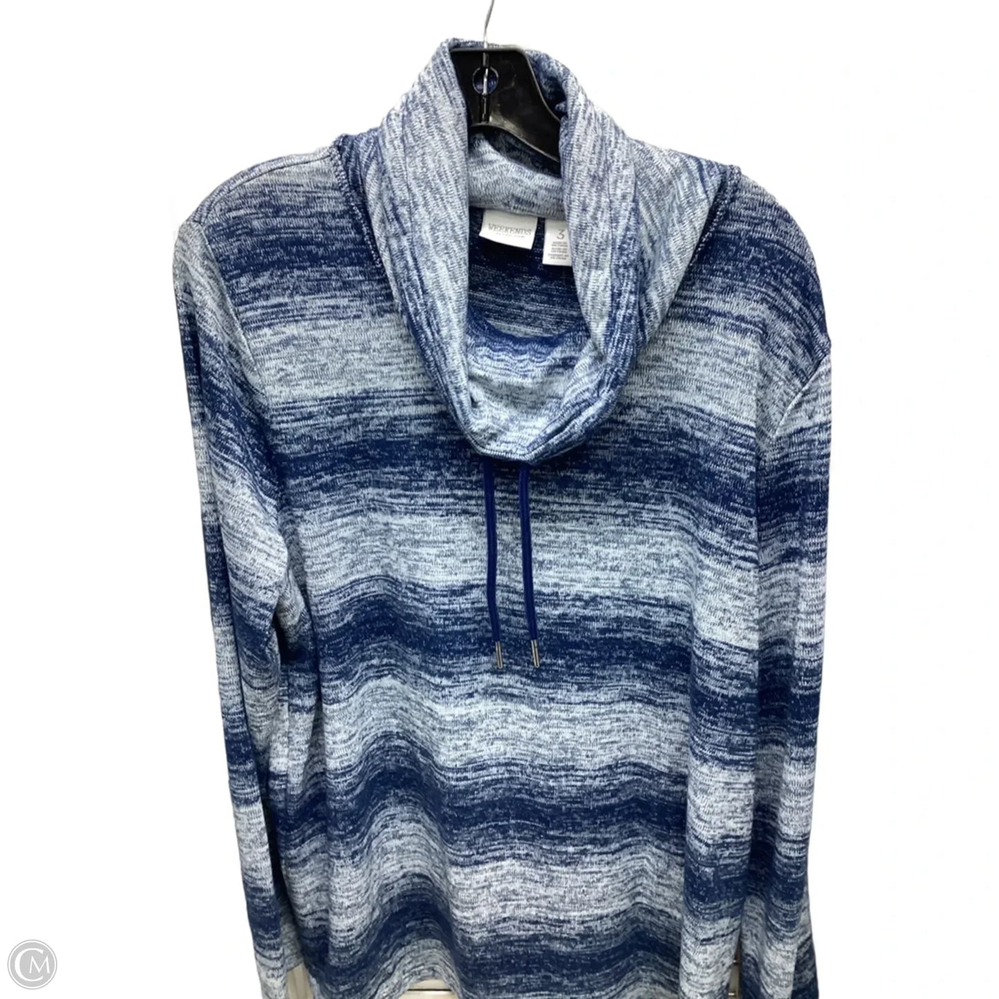Top Long Sleeve By Chicos In Blue & White, Size: Xl
