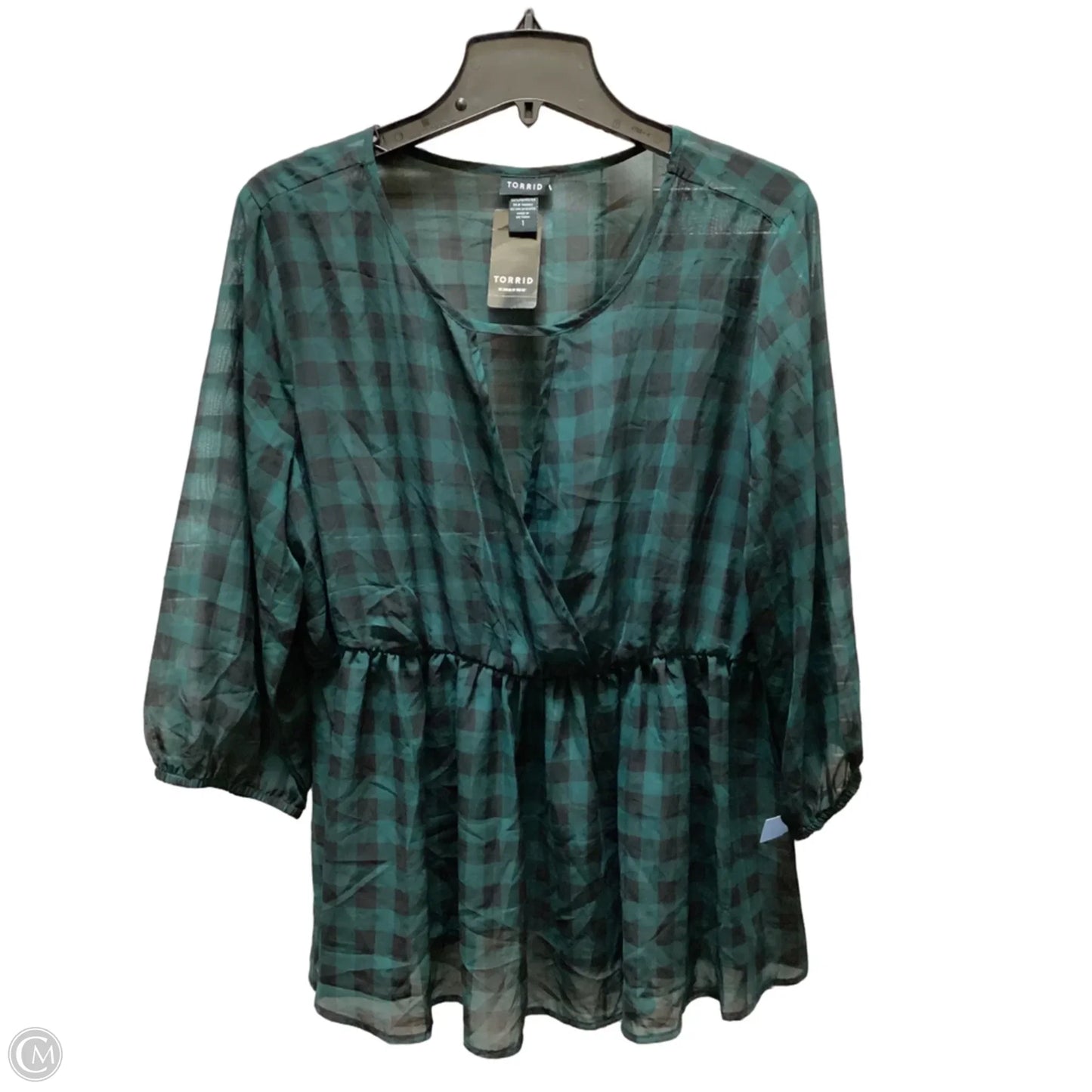 Top Long Sleeve By Torrid In Plaid Pattern, Size: 1x