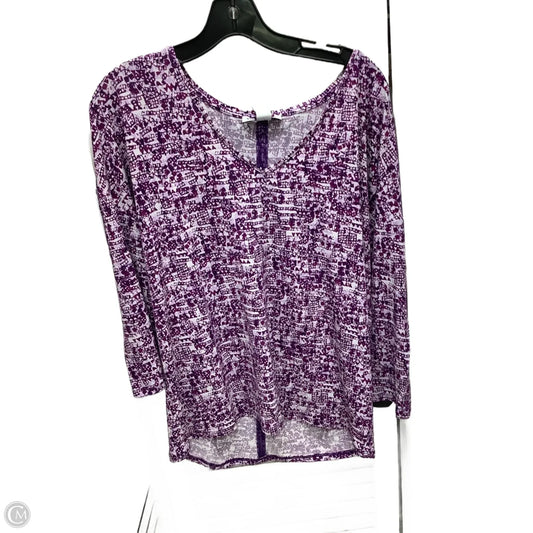 Top 3/4 Sleeve By White House Black Market In Purple & White, Size: Xl