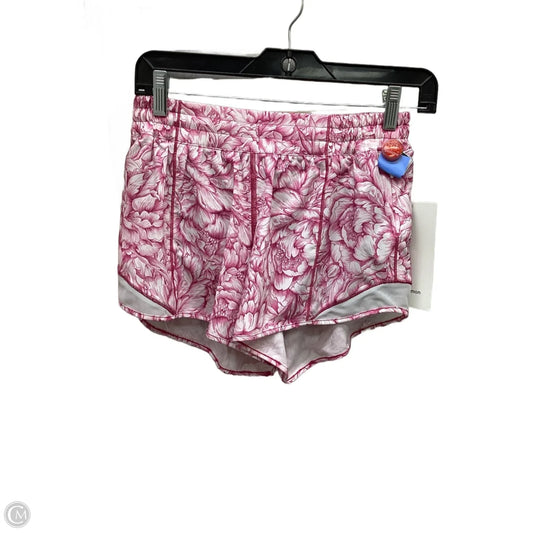Athletic Shorts By Lululemon In Pink & White, Size: 6