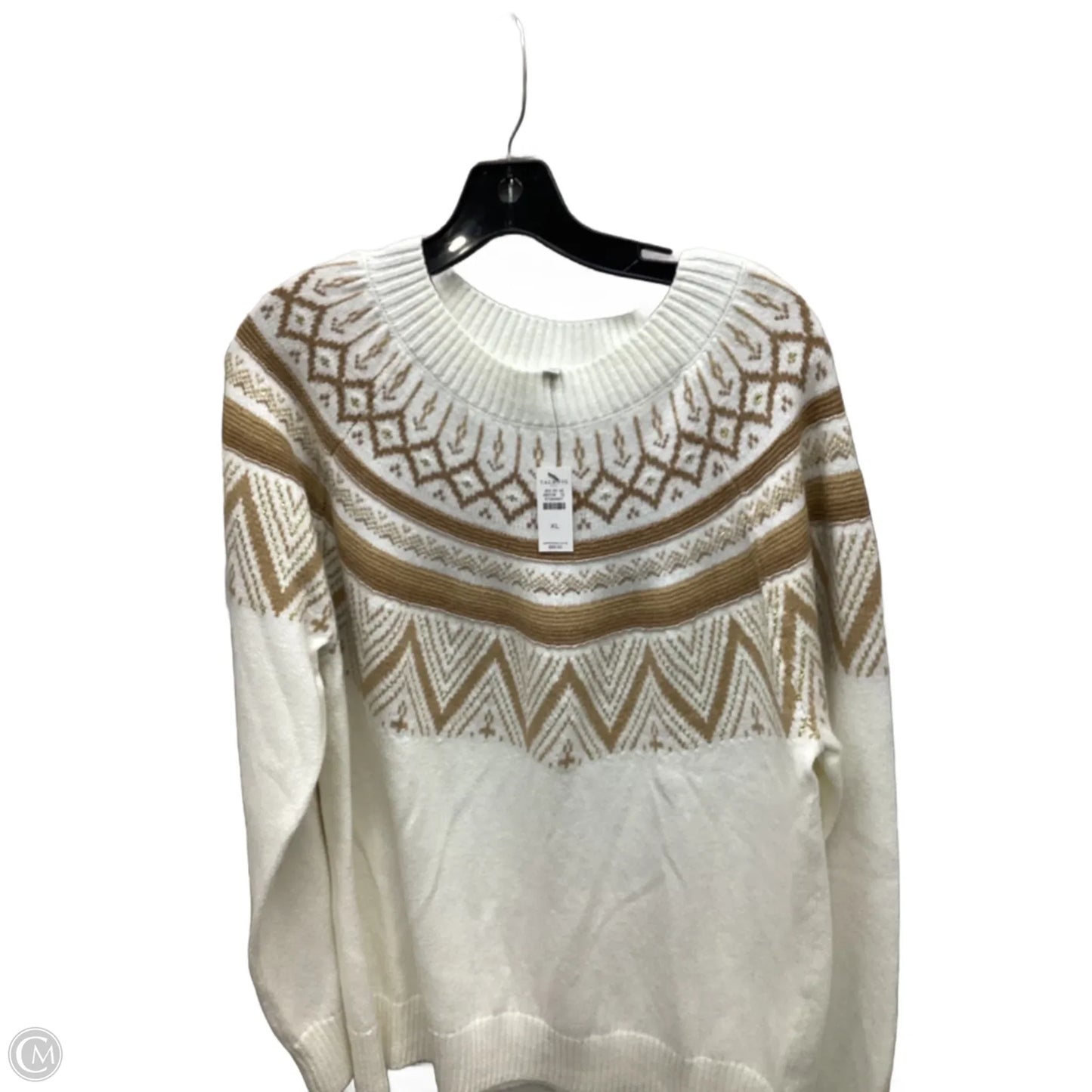 Sweater By Talbots In Brown & White, Size: Xl