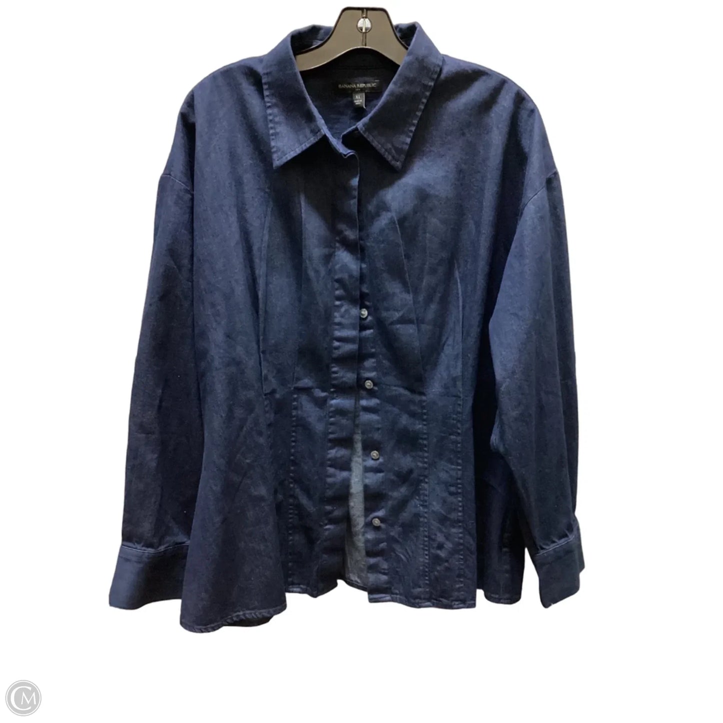 Top Long Sleeve By Banana Republic In Blue Denim, Size: Xl
