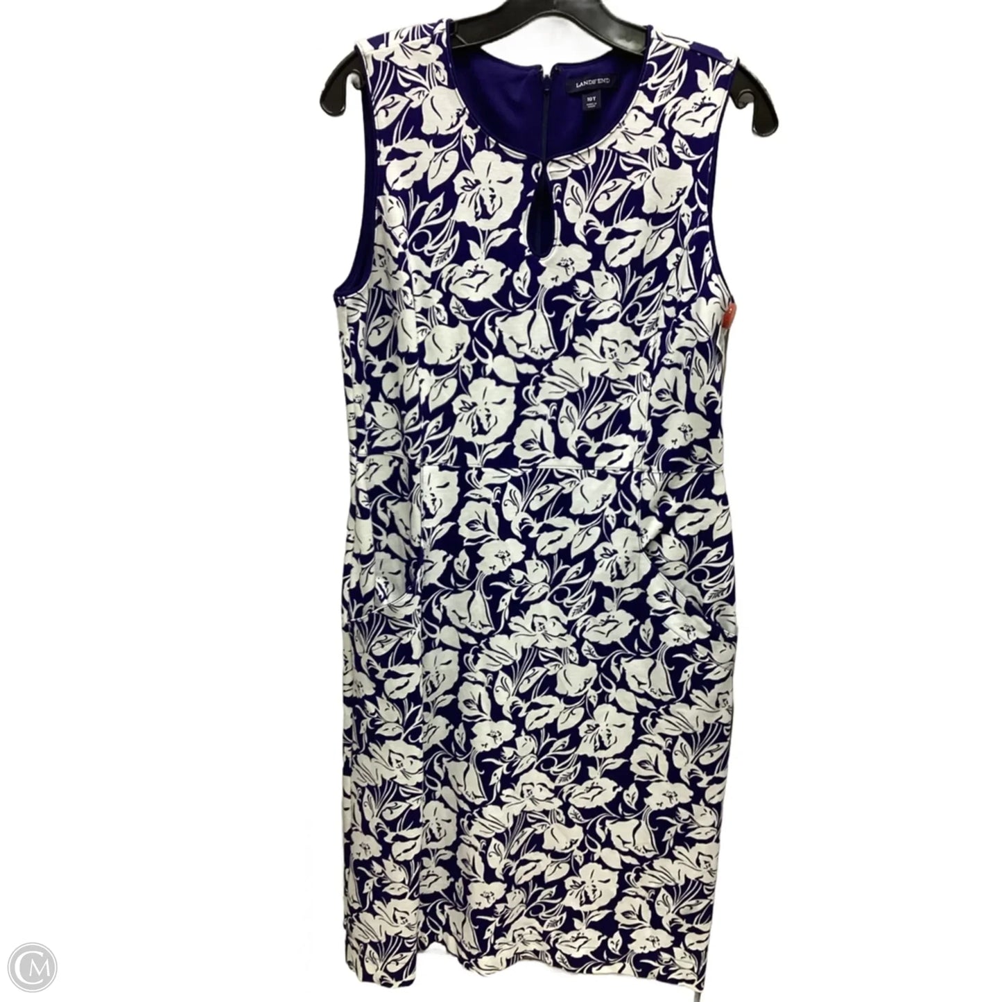Dress Casual Midi By Lands End In Blue & White, Size: 10