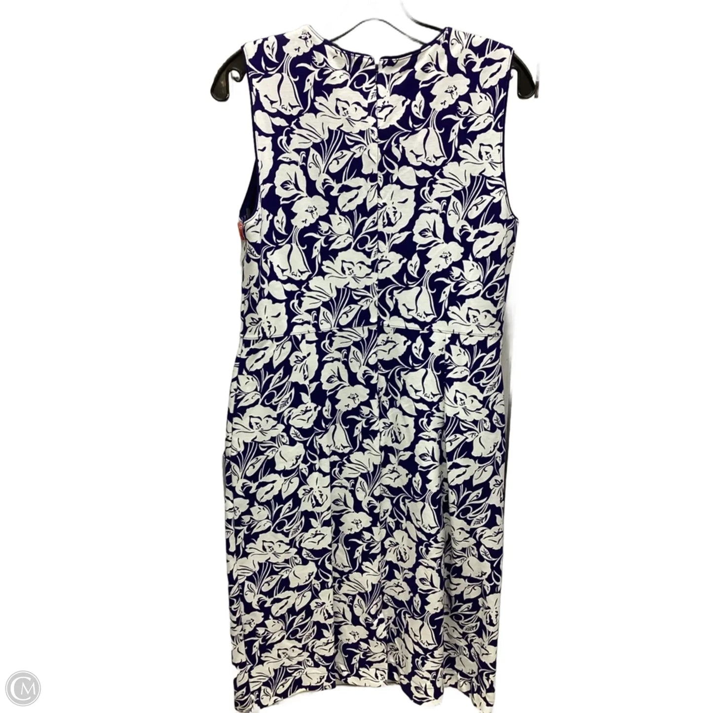 Dress Casual Midi By Lands End In Blue & White, Size: 10