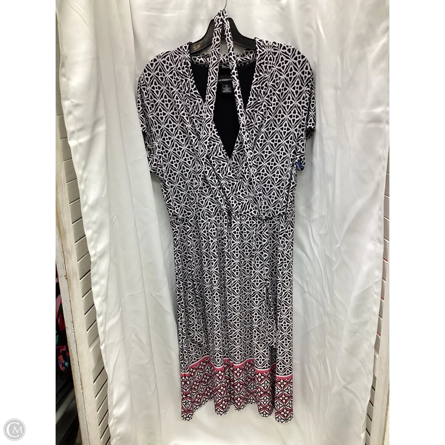 Dress Casual Midi By Liz Claiborne In Black & White, Size: 14